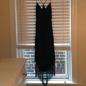 ASOS Fringe Mesh Strappy Midi Bodycon Dress